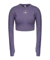 Adidas By Stella Mccartney Truestrength Cutout Cropped Printed Top In Purple