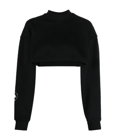 Adidas By Stella Mccartney Truscasuals Cropped Sweatshirt In Black