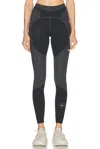 Adidas By Stella Mccartney Two-tone Leggings In Black & Carbon