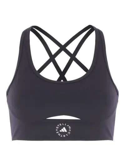Adidas By Stella Mccartney Studio Sports Bra Cross Back Straps Cutout In Black