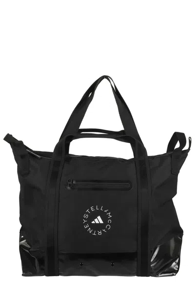 Adidas By Stella Mccartney Versatile Tote Bag With Logo And Multiple Pockets In Black