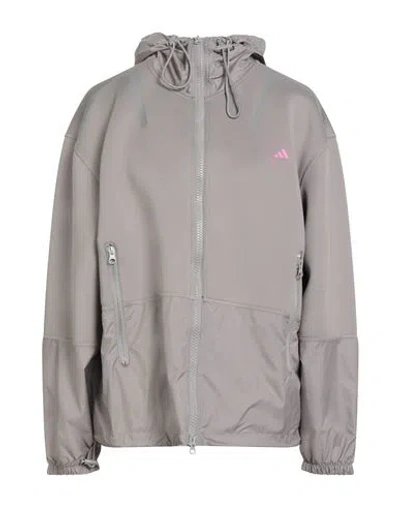 Adidas By Stella Mccartney Woman Jacket Grey Size L Recycled Polyester, Elastane In Gray