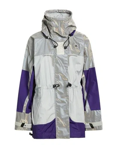 Adidas By Stella Mccartney Woman Jacket Silver Size S Polyamide, Polyester In Blue