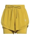 Adidas By Stella Mccartney Woman Shorts & Bermuda Shorts Mustard Size L Recycled Polyester, Elastane