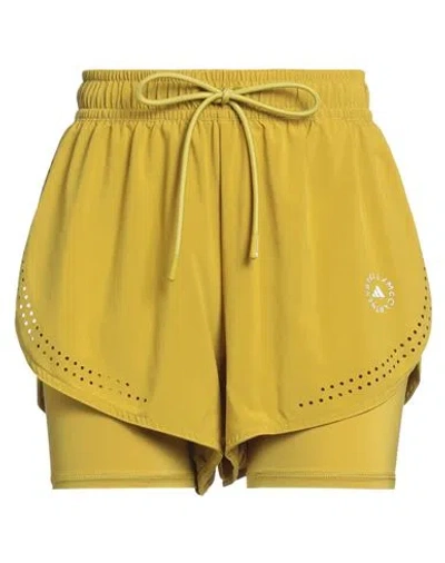 Adidas By Stella Mccartney Woman Shorts & Bermuda Shorts Mustard Size L Recycled Polyester, Elastane