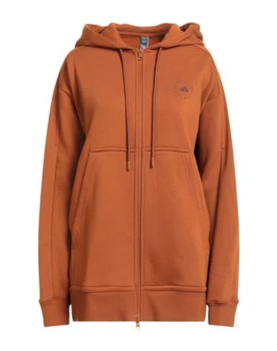 Adidas By Stella Mccartney Woman Sweatshirt Tan Size S Organic Cotton, Recycled Polyester, Elastane In Brown