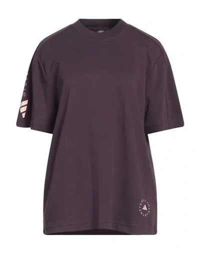 Adidas By Stella Mccartney Woman T-shirt Dark Purple Size L Organic Cotton, Recycled Polyester