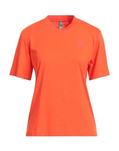 Adidas By Stella Mccartney Woman T-shirt Orange Size L Recycled Polyester, Organic Cotton, Polyester