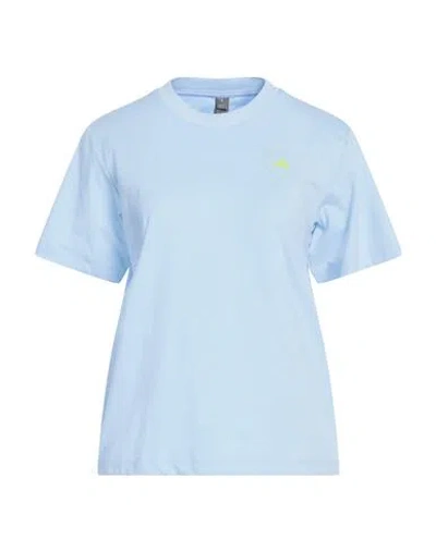 Adidas By Stella Mccartney Woman T-shirt Sky Blue Size M Recycled Polyester, Organic Cotton, Polyest
