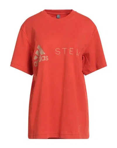 Adidas By Stella Mccartney Woman T-shirt Tomato Red Size M Organic Cotton, Recycled Polyester