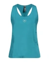 Adidas By Stella Mccartney Woman Tank Top Turquoise Size L Polyester, Elastane In Blue