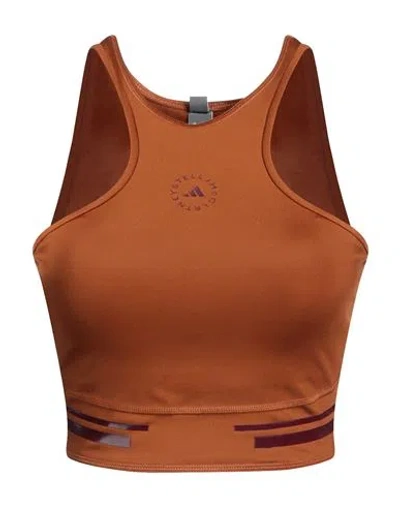 Adidas By Stella Mccartney Woman Top Brown Size M Polyester, Elastane