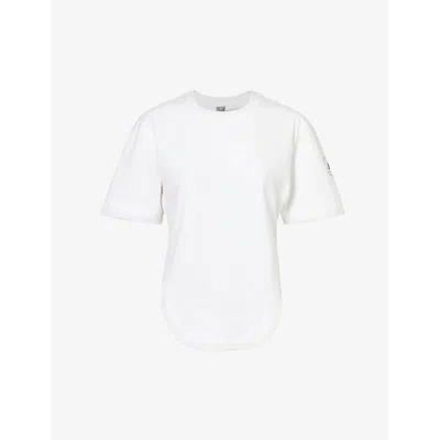 Adidas By Stella Mccartney Sportswear Brand-stamp Organic-cotton T-shirt In White/black