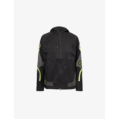 Adidas By Stella Mccartney Womens  Truepace Shell Running Jacket In Black/semi Solar Slime