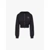 Shop Adidas By Stella Mccartney Womens Black Logo-print Cropped Organic-cotton Jersey Hoody