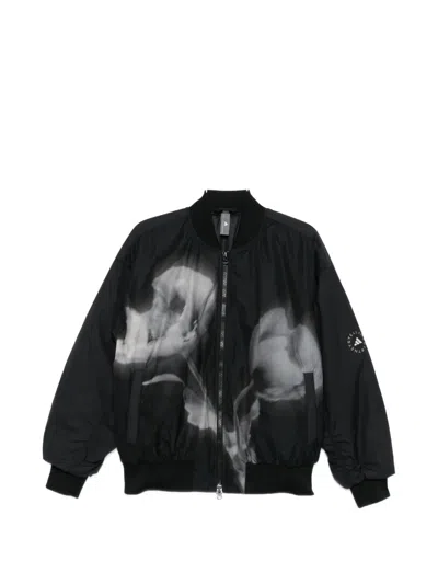 Adidas By Stella Mccartney X Adidas X Stella Mccartney Floral Print Bomber Jacket In Black