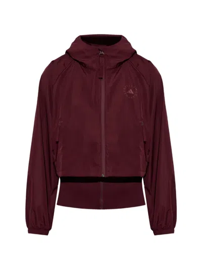 Adidas By Stella Mccartney X Stella Mccartney Logo-print Hooded Jacket In Burgundy
