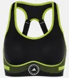 Adidas By Stella Mccartney Truepace Logo-print Recycled Stretch-jersey Sports Bra In Black