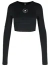 Adidas By Stella Mccartney Crop Training Top With Logo In Black