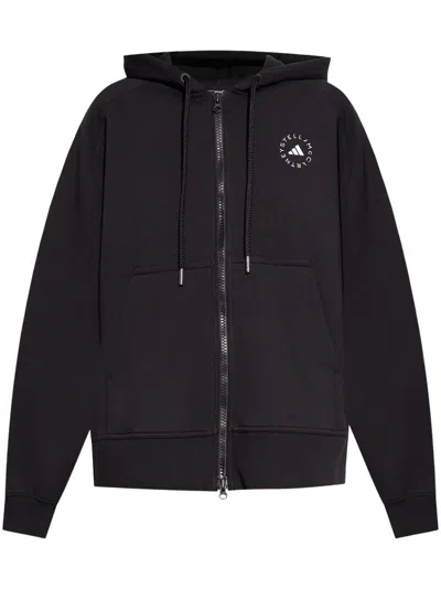 Adidas By Stella Mccartney Logo-print Zip-up Hoodie In Black