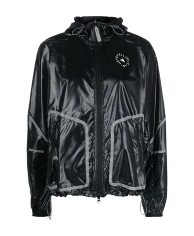 Adidas By Stella Mccartney Zip-up Hooded Jacket In Black