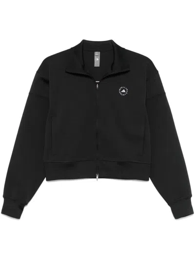 Adidas By Stella Mccartney Truecasuals Cropped Printed Recycled Tech-jersey Track Jacket In Black