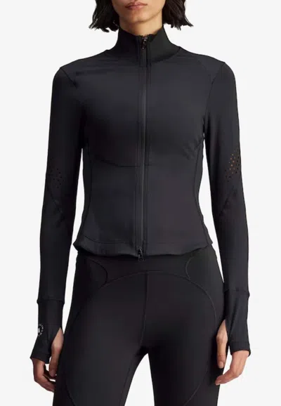 Adidas By Stella Mccartney Zip-up Midlayer Training Jacket In Black
