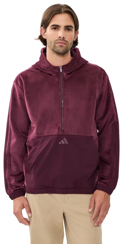 Adidas Golf Beyond Cozy Half-zip Hoodie Maroon In Burgundy