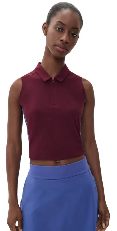 Adidas Golf Beyond Crop Polo Tank Maroon In Burgundy