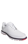 Adidas Golf Mc80 Spikeless Golf Shoe In White/navy/scarlet