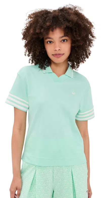 Adidas Golf Originals 3 Stripe Polo Clear Mint In Green