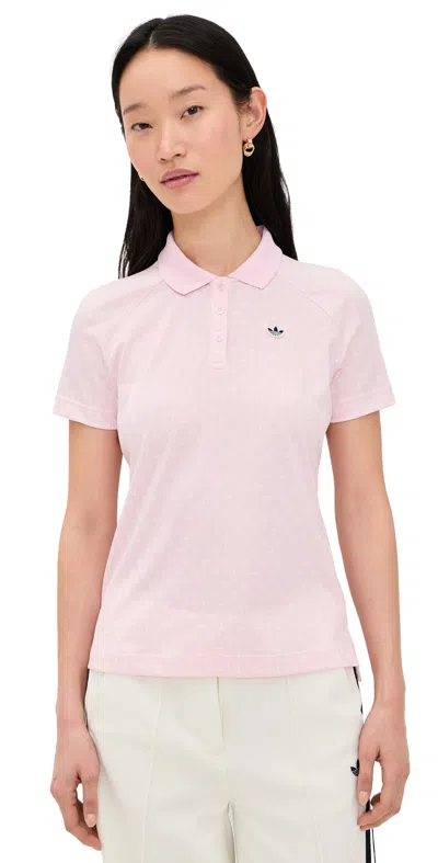 Adidas Golf Originals All Over Trefoil Polo Clear Pink/chalk White