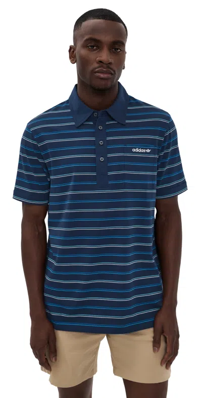Adidas Golf Originals Archive Stripe Polo Night Indigo In Blue