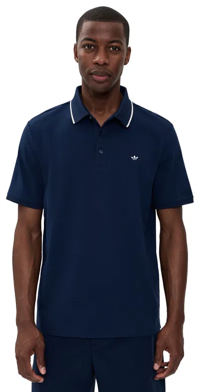 Adidas Golf Originals Twistknit Trefoil Polo Night Indigo/chalk White In Blue