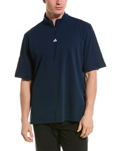 Adidas Golf Tk Pique Mock 1/4-zip Pullover In Blue