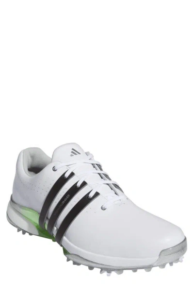 Adidas Golf Tour360 24 Boost™ Golf Shoe In White/ Black/ Green Spark