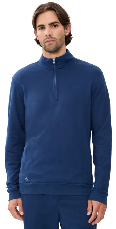 Adidas Golf Ultimate365+ Climawarm Brushed Quarter Zip Sweatshirt Collegiate Navy In Blue