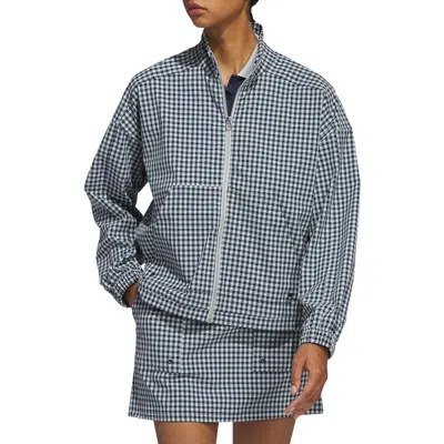 Adidas Golf Ultimate365 Gingham Golf Jacket In Collegiate Navy/wonder Silver