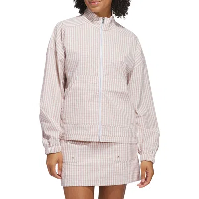 Adidas Golf Ultimate365 Gingham Golf Jacket In Wonder Taupe
