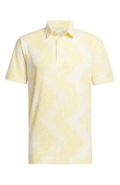 Adidas Golf Ultimate365 Print Golf Polo In Ivory/ Semi Spark