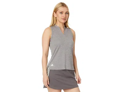 Adidas Golf Ultimate365 Textured Sleeveless Polo In Gray