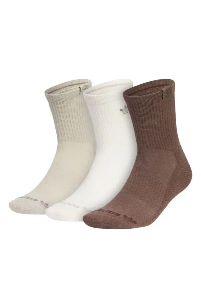 Adidas Originals 3-pack Assorted Gender Inclusive Socks In Earth Brown/ White/ Beige