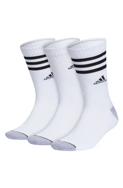Adidas Originals 3-pack Cushioned 3.0 Crew Socks In White/ Grey/ Black