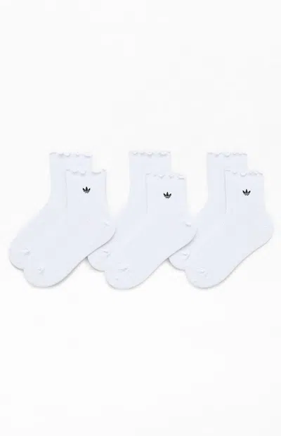 Adidas Originals 3 Pack Originals Ruffle Socks In White/black In Gray