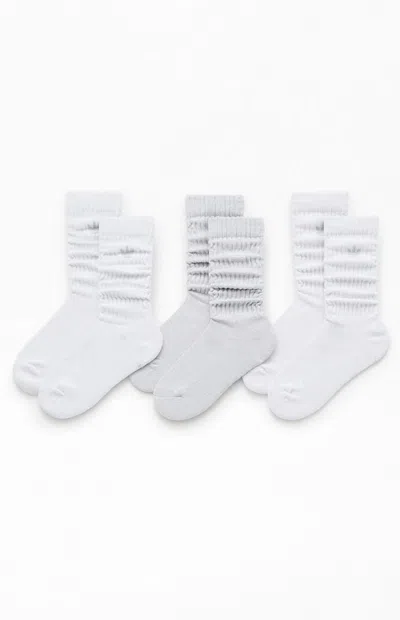 Adidas Originals 3 Pack Originals Slouchy Crew Socks In White/grey In Burgundy