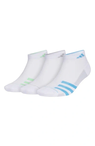 Adidas Originals 3-pack Superlite Low Cut Socks In White/ Green Spark/ Blue Burst