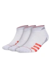 Adidas Originals 3-pack Superlite Stripe Low-cut Socks In Heather/ Scarlet/ Bright Red