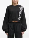 Adidas Originals 3-stripe Cropped Sweatshirt In Black