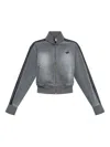 Adidas Originals 3-stripe Denim Jacket In Gray