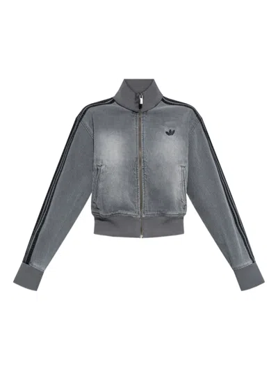 Adidas Originals 3-stripe Denim Jacket In Gray